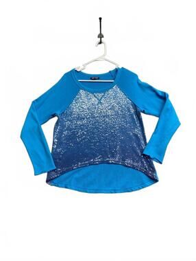 Hard Candy Blue Long Sleeve Sequin Front Shore Thing Top Women's Size Large